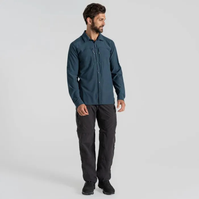 Mens Long Sleeve Craghoppers NosiLife Pro Long Sleeved Shirt V Blue Stone Mens Long Sleeve Craghoppers NosiLife Pro Long Sleeved Shirt V Blue Stone