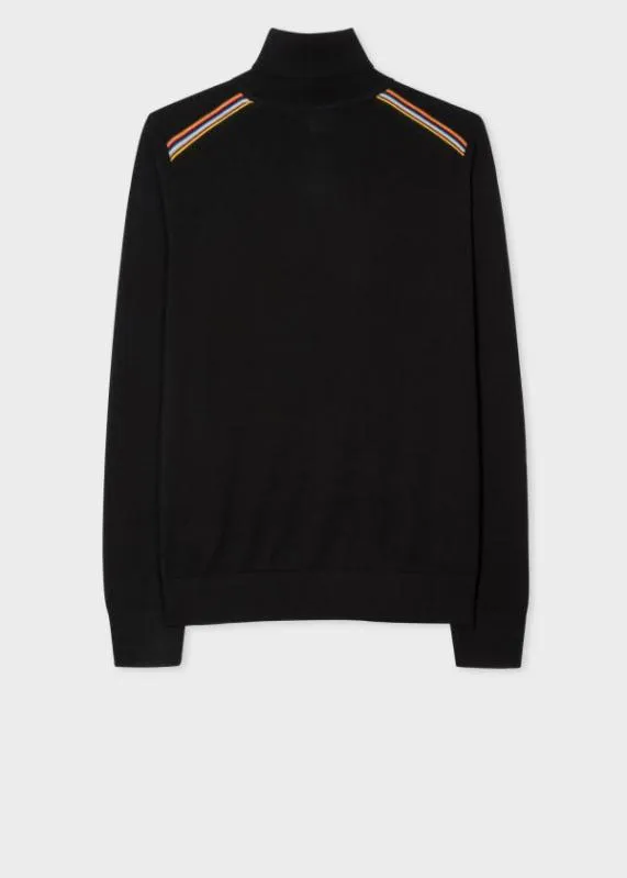 Mens Merino TurtleNeck Sweater With 039Signature Stripe039 Trim Paul Smith Sweaters