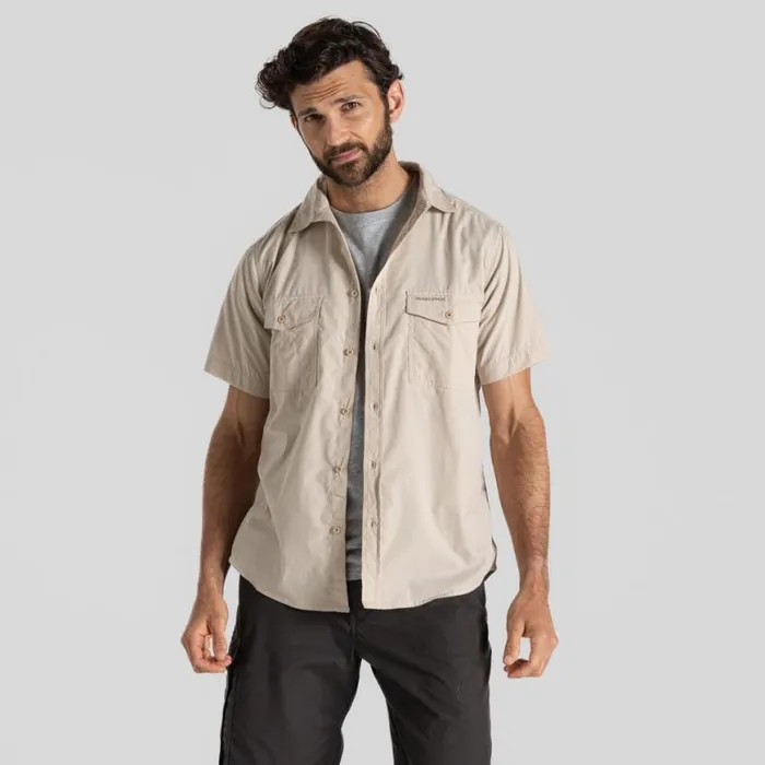 Mens Short Sleeve Craghoppers Kiwi Short Sleeved Shirt Oatmeal