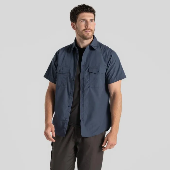 Mens Short Sleeve Craghoppers Kiwi Short Sleeved Shirt Ombre Blue