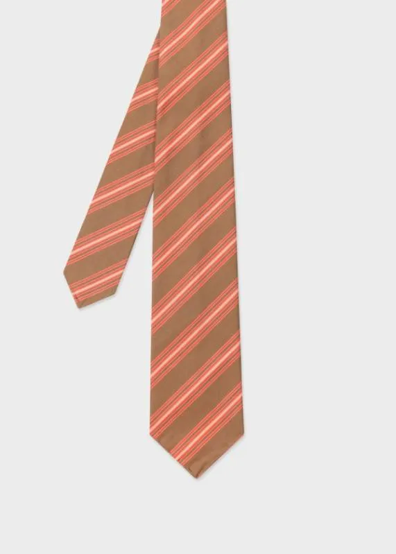 Mens Stripe FiveFold Cotton Tie Paul Smith Ties