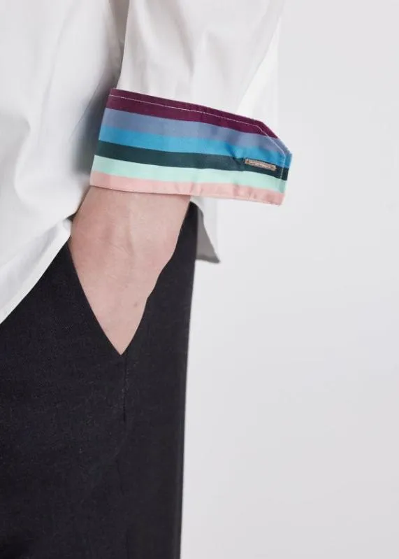 Mens Super SlimFit Shirt With 039Artist Stripe039 Cuff Lining Paul Smith Shirts