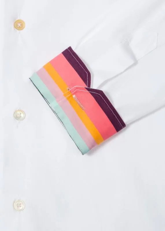 Mens Super SlimFit Shirt With 039Artist Stripe039 Cuff Lining Paul Smith Shirts