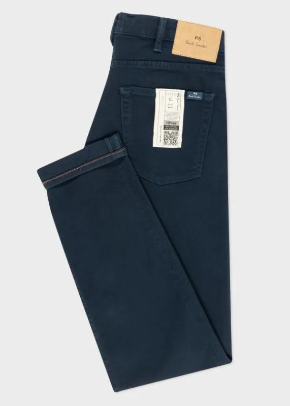 Mens TaperedFit Garment Dyed Navy Jeans Paul Smith Jeans