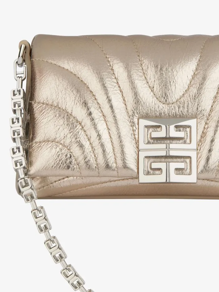 Micro 4g Soft BagIn Laminated Leather Dusty Golden Women Givenchy Shoulder Bags
