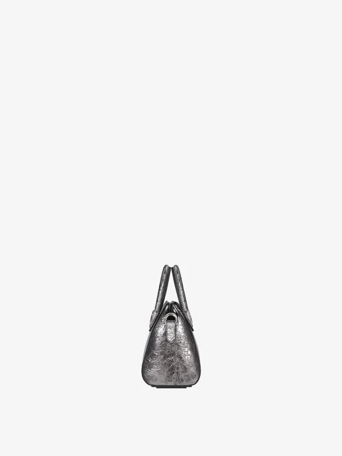 Micro Antigona Bag In Laminated Leather Silvery Grey Women Givenchy Micro Bags