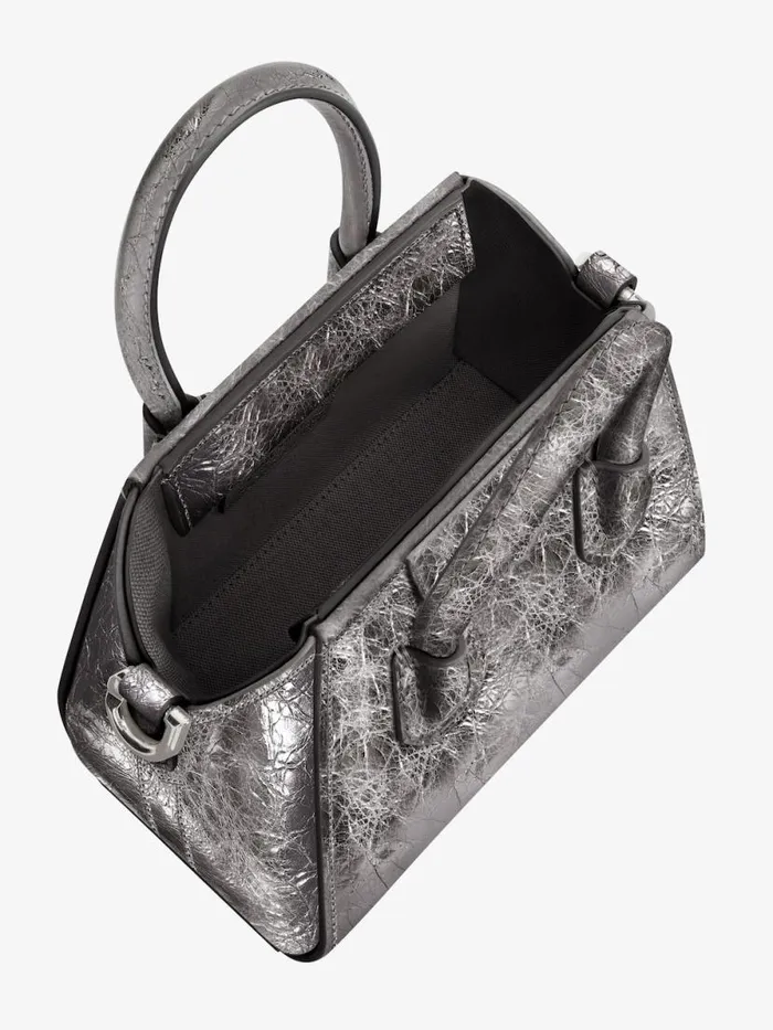 Micro Antigona Bag In Laminated Leather Silvery Grey Women Givenchy Micro Bags