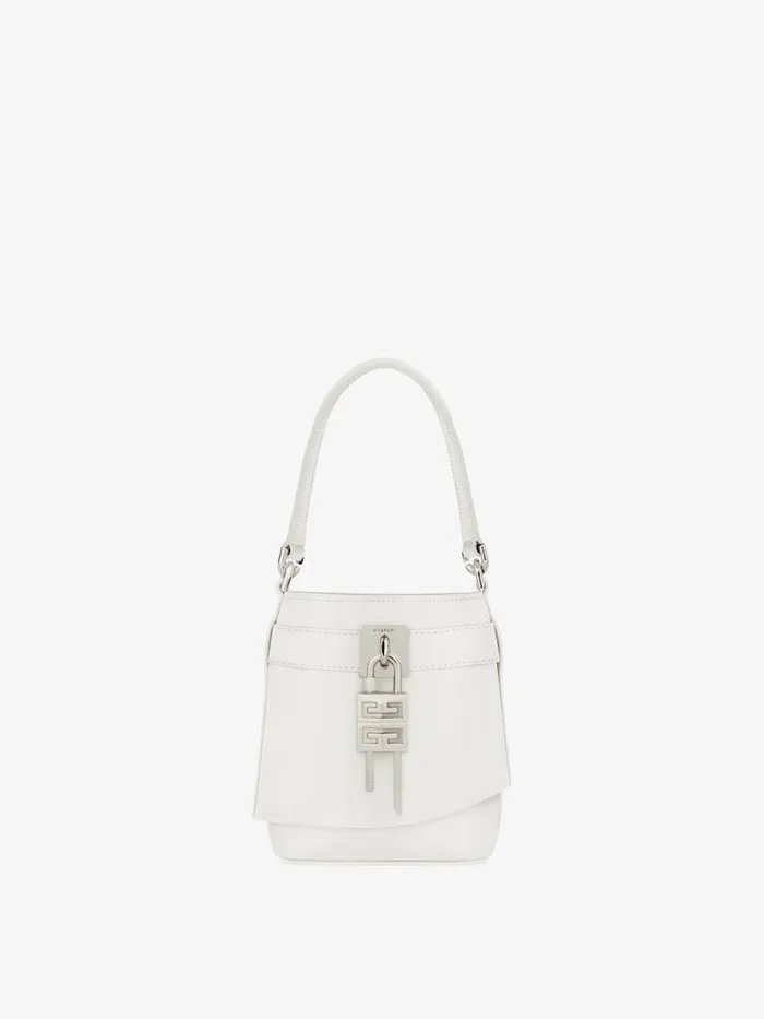 Micro Shark Lock Bucket Bag In Box Leather Ivory Women Givenchy Shark Lock