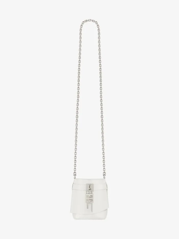 Micro Shark Lock Bucket Bag In Box Leather Ivory Women Givenchy Shark Lock