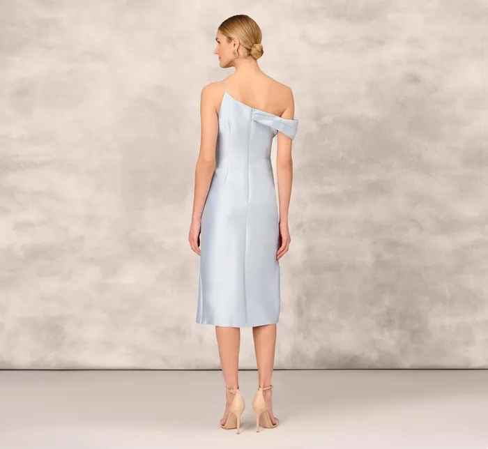 Midi Dresses Womens Adrianna Papell One Shoulder Asymmetrical Stretch Mikado MidiLength Dress In Clear Water