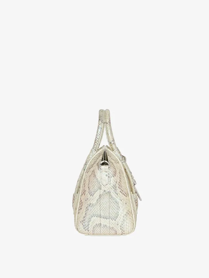 Mini Antigona Lock Bag In Python With Pearl Effect Dusty Golden Women Givenchy Crossbody Bags