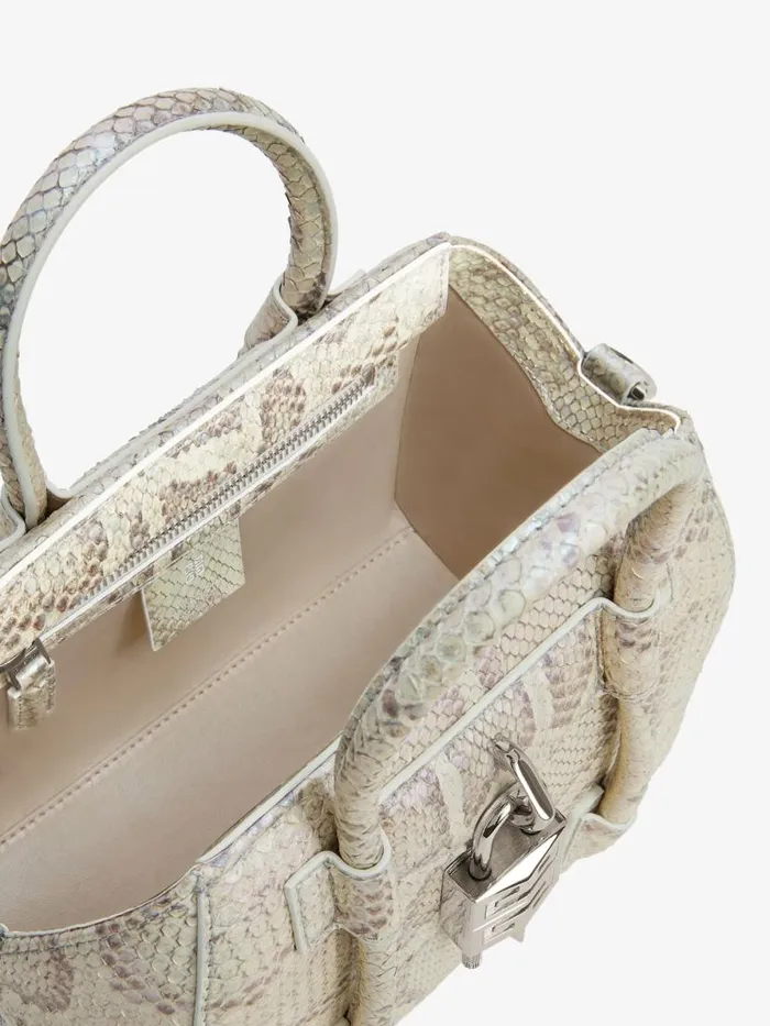 Mini Antigona Lock Bag In Python With Pearl Effect Dusty Golden Women Givenchy Crossbody Bags