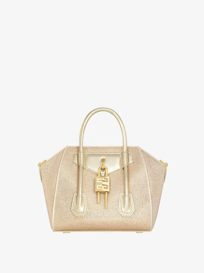 Mini Antigona Lock Bag In Satin With Strass Blond Women Givenchy Crossbody Bags Mini Antigona Lock Bag In Satin With Strass Blond Women Givenchy Crossbody Bags