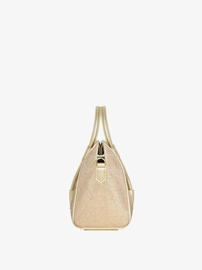 Mini Antigona Lock Bag In Satin With Strass Blond Women Givenchy Crossbody Bags