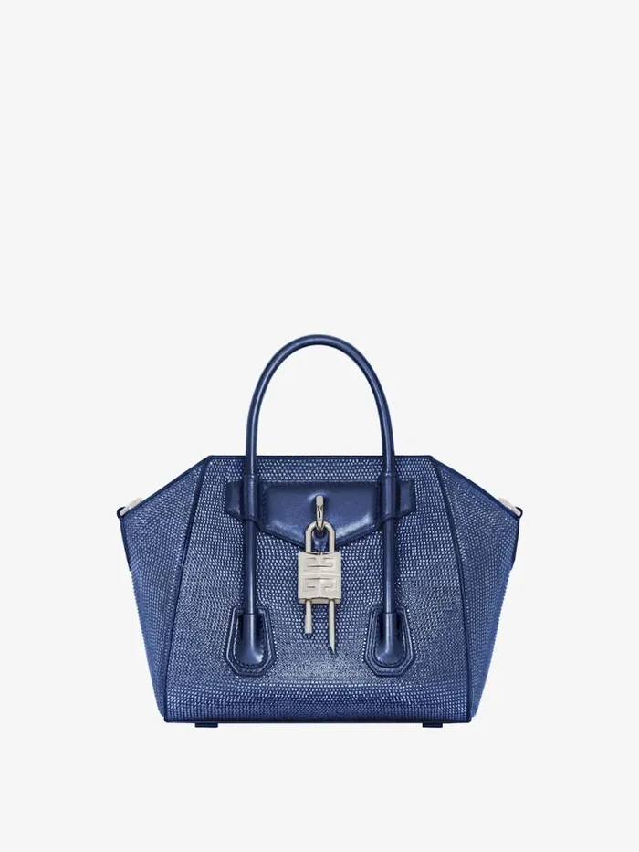 Mini Antigona Lock Bag In Satin With Strass Petrol Blue Women Givenchy Crossbody Bags Mini Antigona Lock Bag In Satin With Strass Petrol Blue Women Givenchy Crossbody Bags