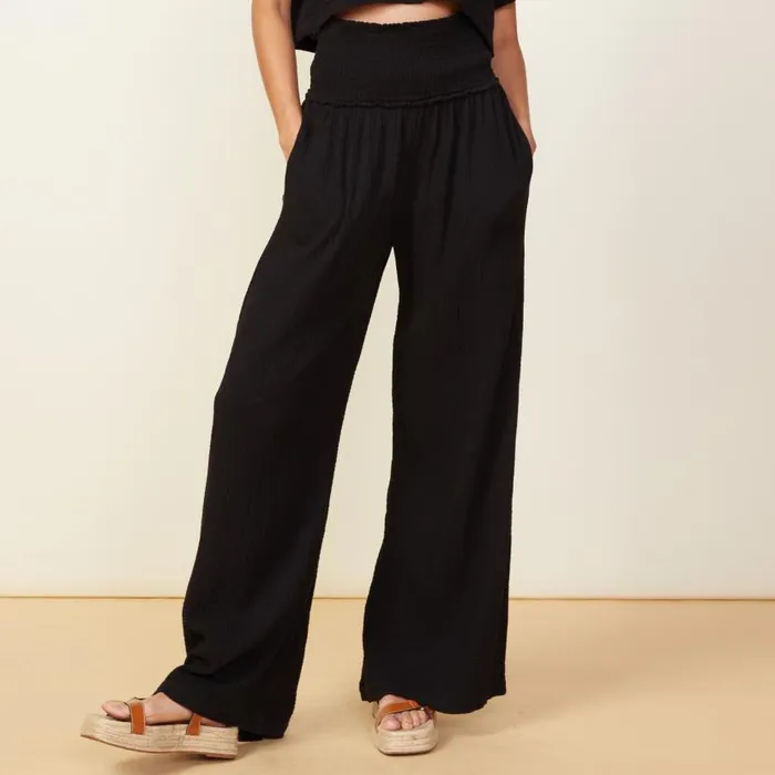 MONROW Pants Gauze Smocked Flare Pant 8211 Women