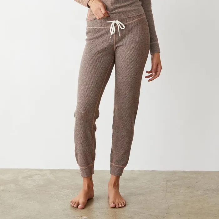 MONROW Sweats Cozy Heather Thermal Cuff Sweat 8211 Women MONROW Sweats Cozy Heather Thermal Cuff Sweat 8211 Women