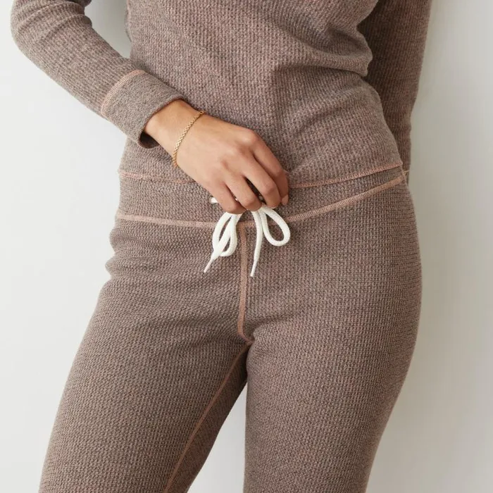 MONROW Sweats Cozy Heather Thermal Cuff Sweat 8211 Women MONROW Sweats Cozy Heather Thermal Cuff Sweat 8211 Women
