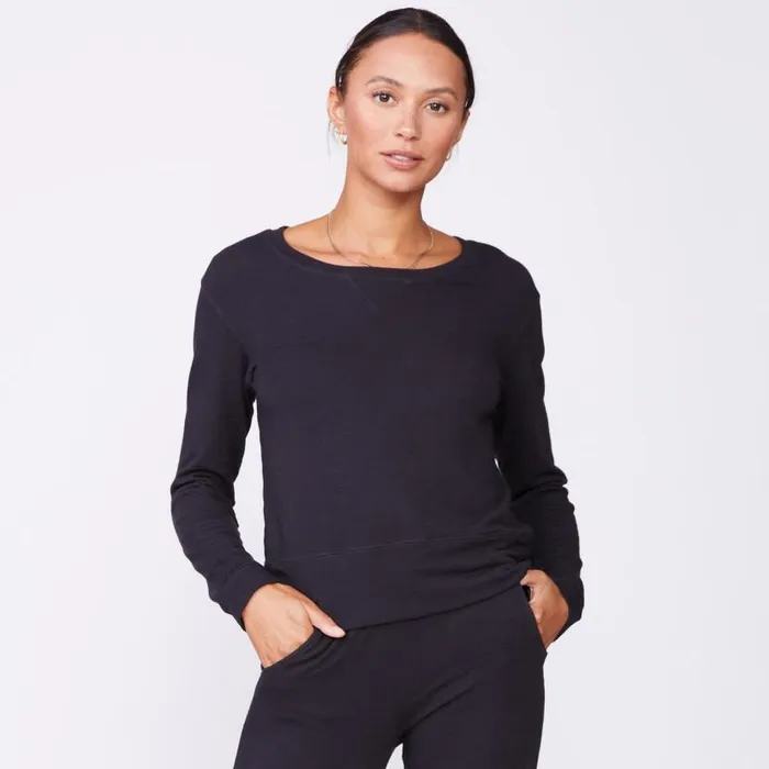 MONROW Sweatshirts Supersoft Crew Neck Sweatshirt Faded Black Color 8211 Women