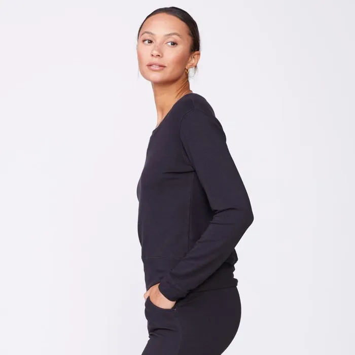 MONROW Sweatshirts Supersoft Crew Neck Sweatshirt Faded Black Color 8211 Women MONROW Sweatshirts Supersoft Crew Neck Sweatshirt Faded Black Color 8211 Women