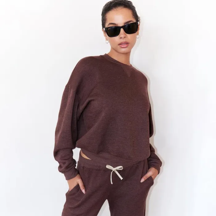 MONROW Sweatshirts Teddy Fleece Crew Neck Sweatshirt 8211 Women