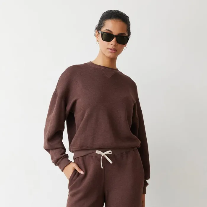MONROW Sweatshirts Teddy Fleece Crew Neck Sweatshirt 8211 Women MONROW Sweatshirts Teddy Fleece Crew Neck Sweatshirt 8211 Women