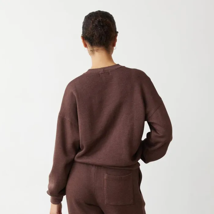 MONROW Sweatshirts Teddy Fleece Crew Neck Sweatshirt 8211 Women MONROW Sweatshirts Teddy Fleece Crew Neck Sweatshirt 8211 Women