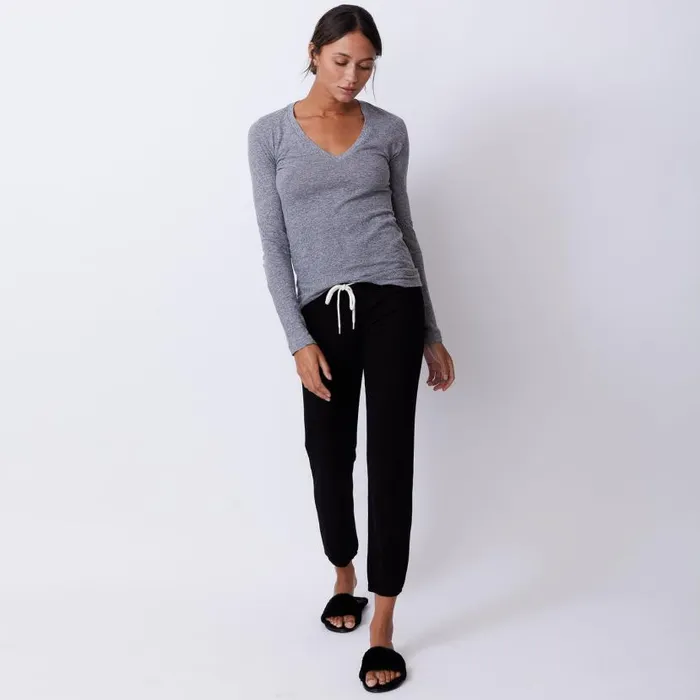 MONROW Tees Textured TriBlend Fitted Long Sleeve V Neck Tee 8211 Women MONROW Tees Textured TriBlend Fitted Long Sleeve V Neck Tee 8211 Women