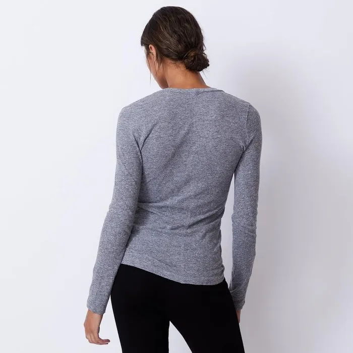 MONROW Tees Textured TriBlend Fitted Long Sleeve V Neck Tee 8211 Women MONROW Tees Textured TriBlend Fitted Long Sleeve V Neck Tee 8211 Women