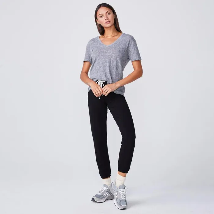 MONROW Tees Textured Tri Blend Relaxed V Neck Tee 8211 Granite 8211 Women MONROW Tees Textured Tri Blend Relaxed V Neck Tee 8211 Granite 8211 Women