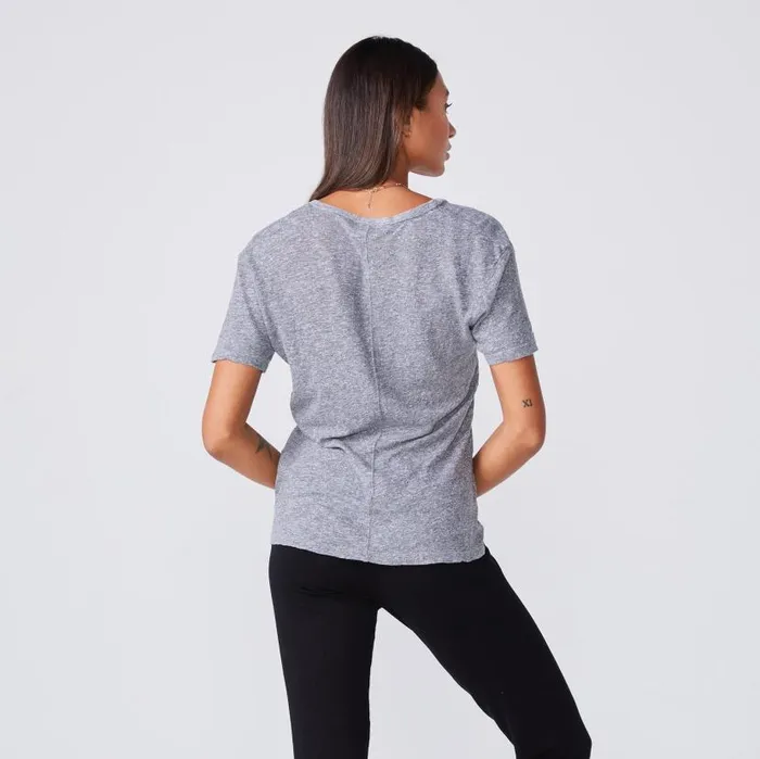MONROW Tees Textured Tri Blend Relaxed V Neck Tee 8211 Granite 8211 Women MONROW Tees Textured Tri Blend Relaxed V Neck Tee 8211 Granite 8211 Women