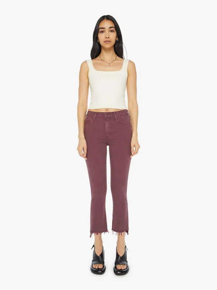 Mother Denim Bootcut The Insider Crop Step Fray Mauve Wine 8211 Women