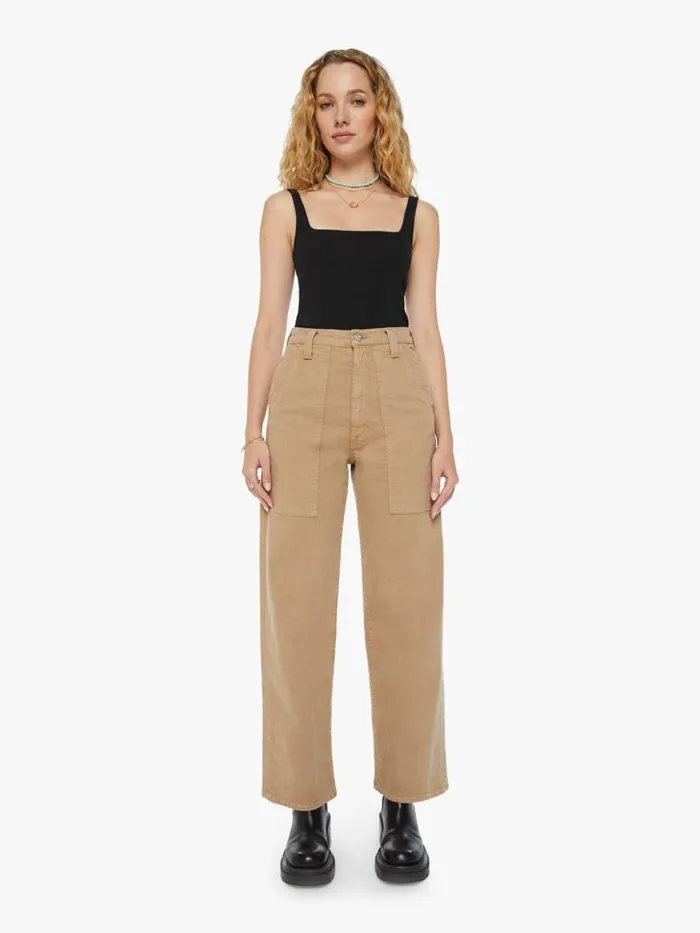 Mother Denim Wide Leg The Quartet Breaker Skimp Wash Dark Khaki 8211 Women