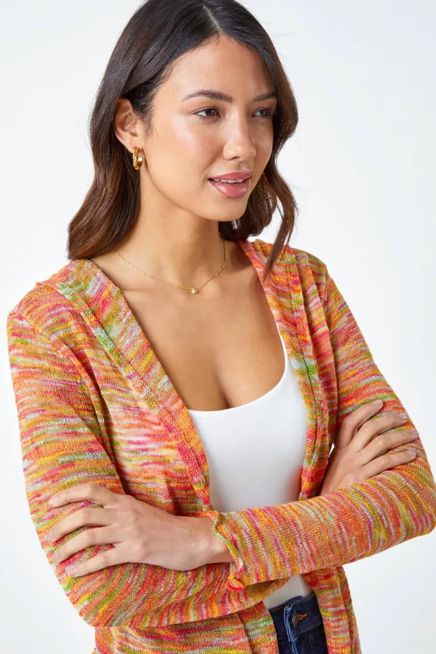 Multi Hooded Lettuce Hem Cardigan Women Roman Knitwear