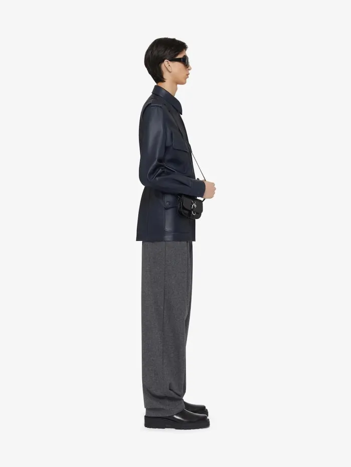 MultiPocket Jacket In Leather Night Blue Men Givenchy Coats and Jackets