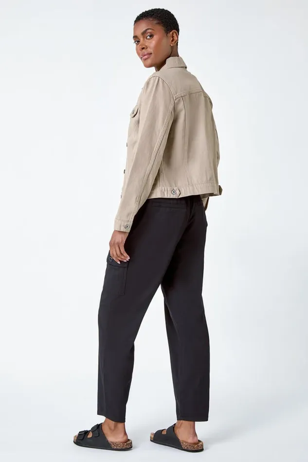 Natural Classic Cotton Denim Jacket Women Roman Jackets