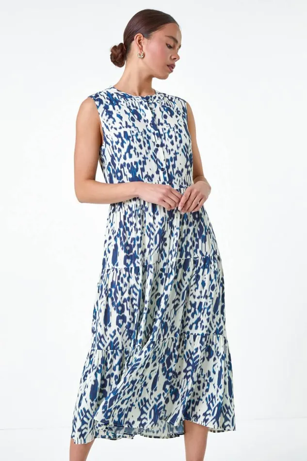 Navy Petite Aztec Midi Shirt Dress Women Roman Dresses