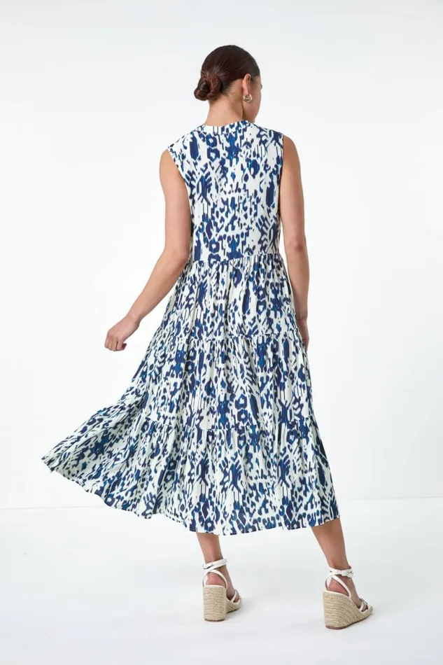 Navy Petite Aztec Midi Shirt Dress Women Roman Dresses