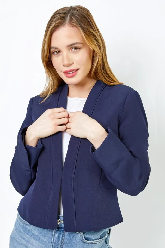 Navy Petite Tailored Cropped Jacket Women Roman Occasionwear