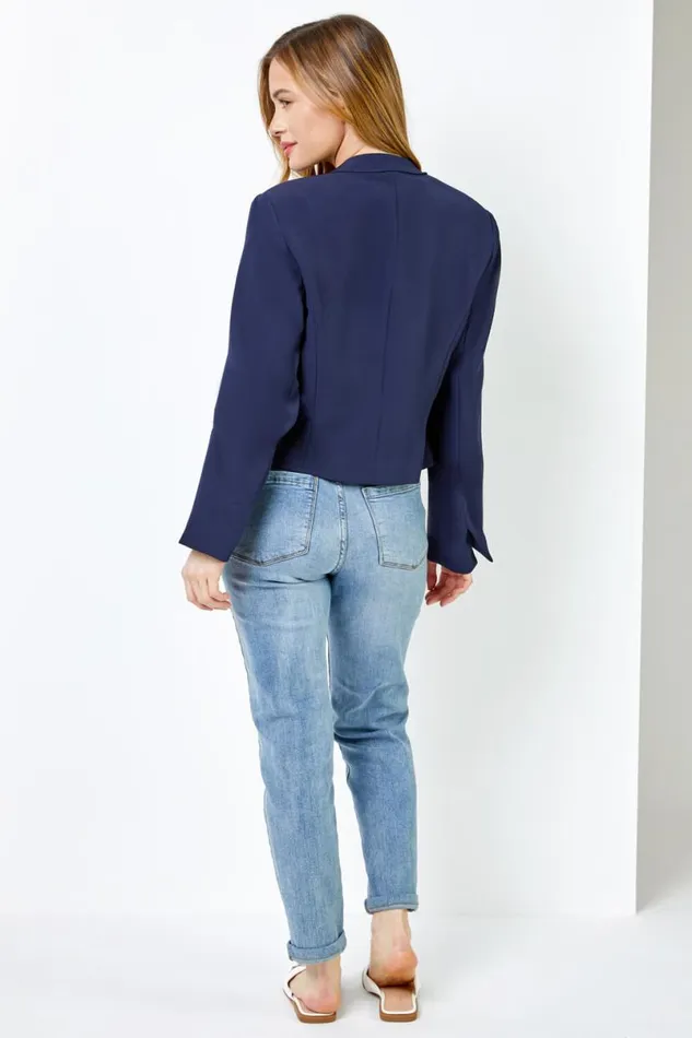 Navy Petite Tailored Cropped Jacket Women Roman Occasionwear