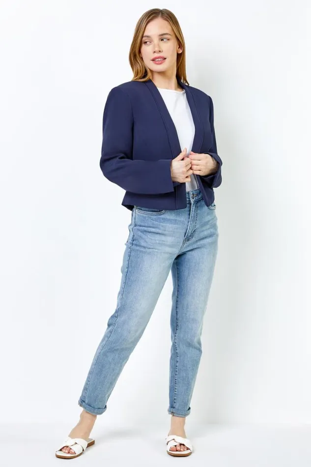 Navy Petite Tailored Cropped Jacket Women Roman Occasionwear