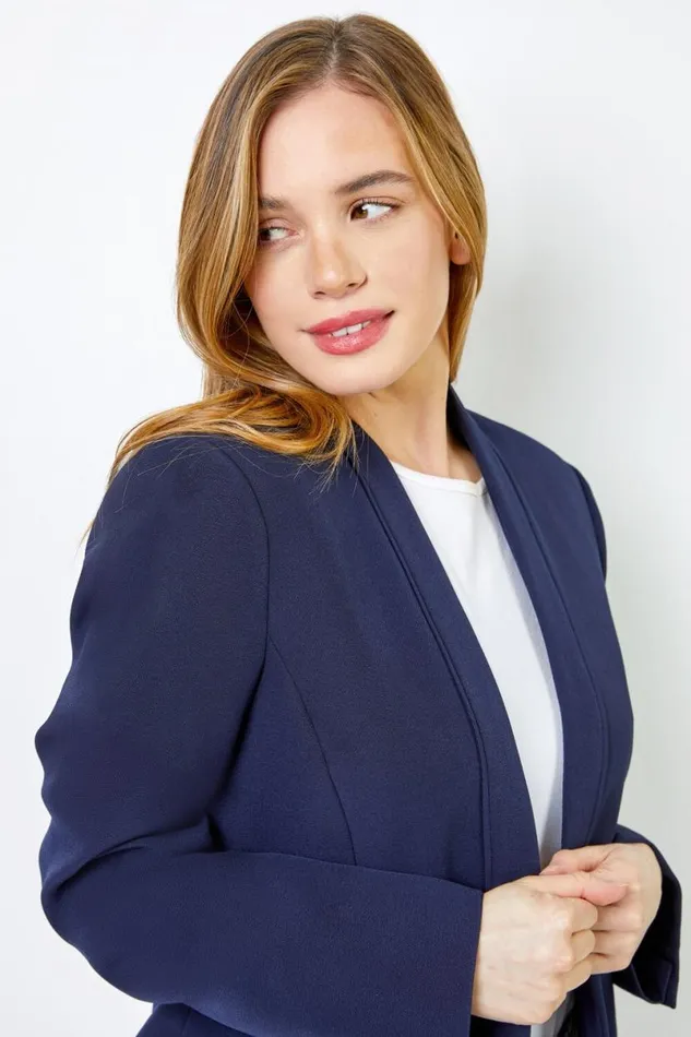 Navy Petite Tailored Cropped Jacket Women Roman Occasionwear