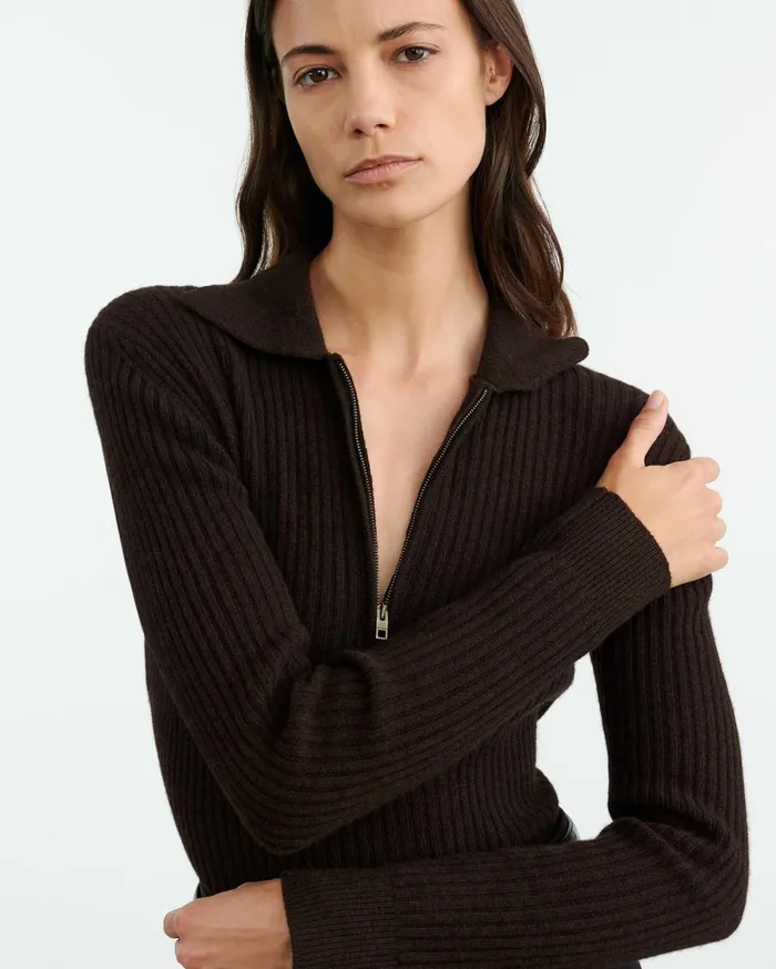 Nili Lotan BRAXTON SWEATER Dark Brown Women Knits and Sweaters