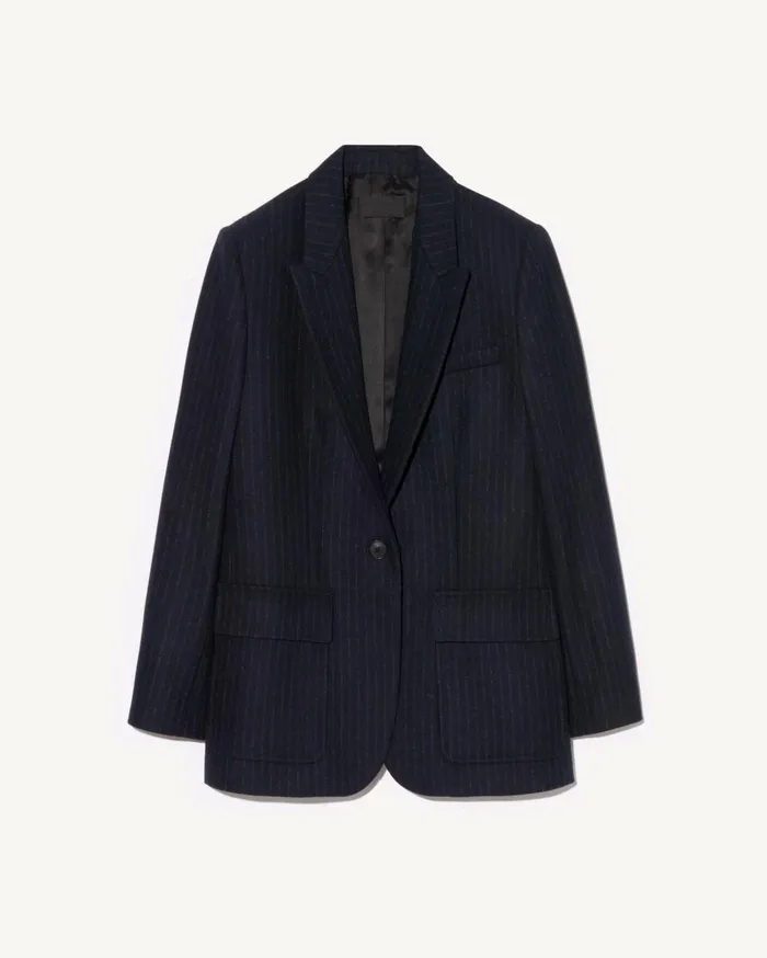 Nili Lotan BRITTAN BLAZER Midnight Pinstripes Women Jackets and Blazers