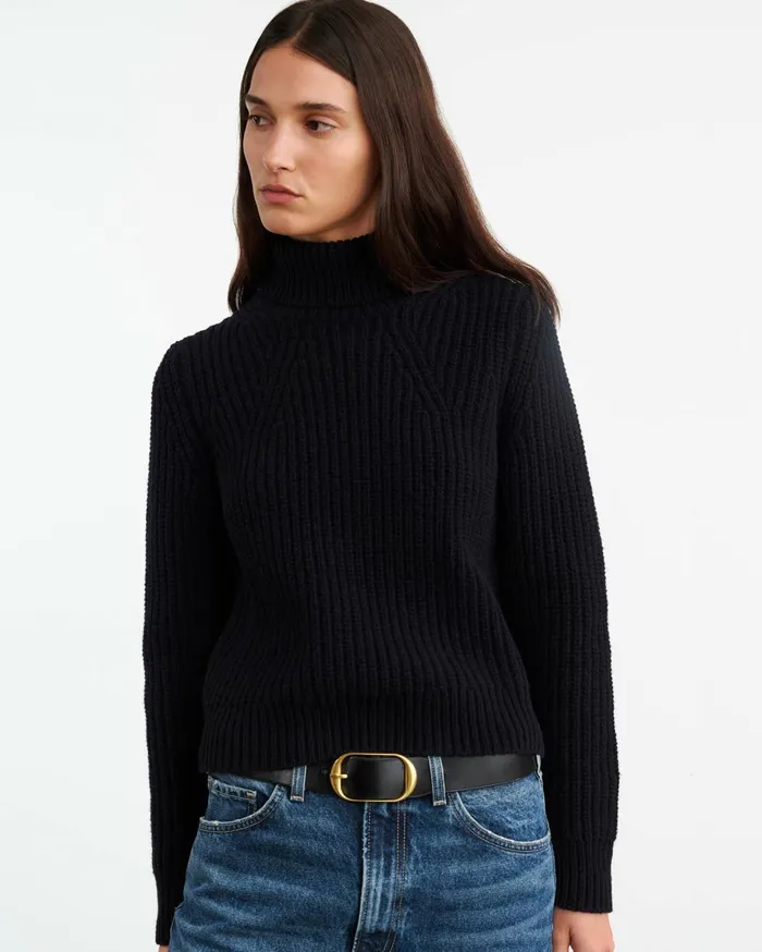 Nili Lotan BRONWYN TURTLENECK SWEATER Dark Navy Women Knits and Sweaters