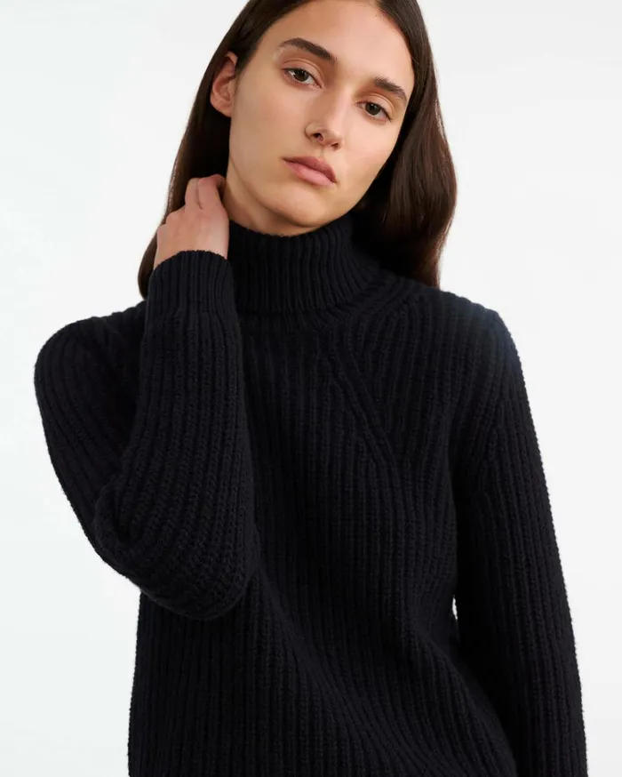 Nili Lotan BRONWYN TURTLENECK SWEATER Dark Navy Women Knits and Sweaters