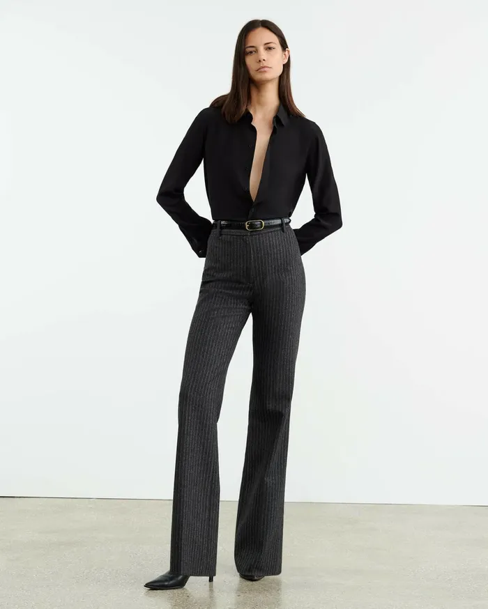 Nili Lotan CORETTE PANT Charcoal Pinstripe Women Pants and Shorts