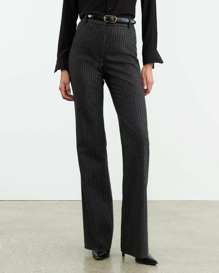 Nili Lotan CORETTE PANT Charcoal Pinstripe Women Pants and Shorts