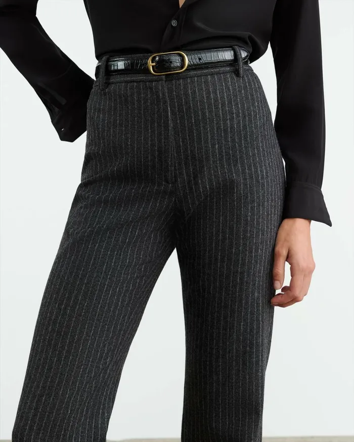 Nili Lotan CORETTE PANT Charcoal Pinstripe Women Pants and Shorts