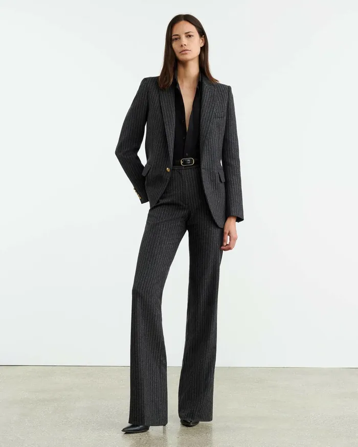 Nili Lotan CORETTE PANT Charcoal Pinstripe Women Pants and Shorts